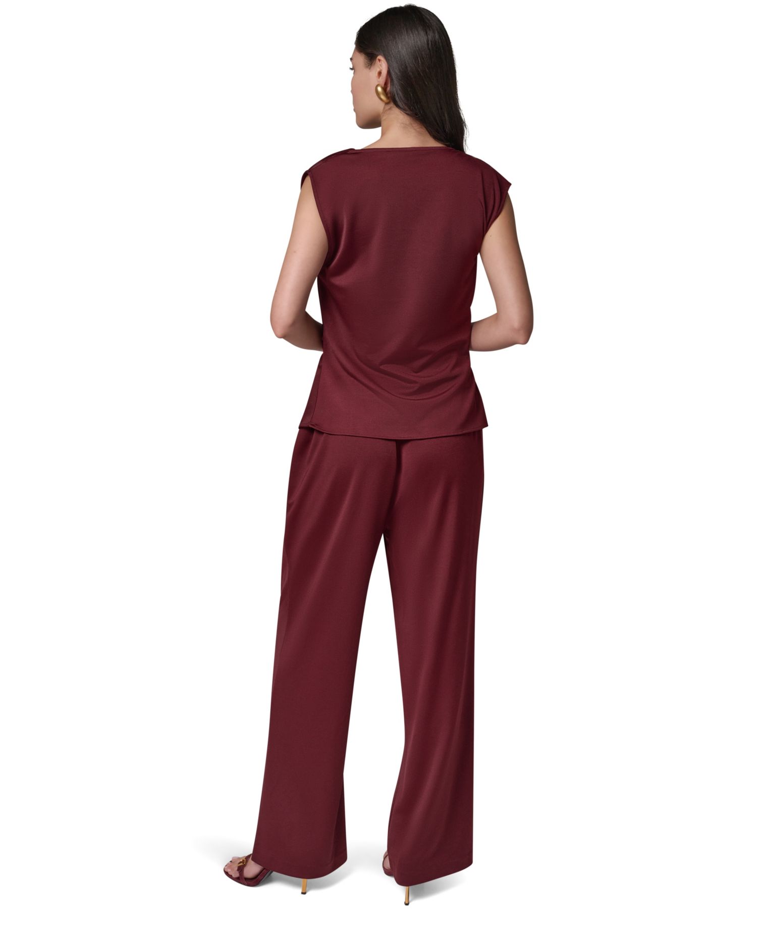 Women's Cowl Neck Draped Sleeveless Blouse