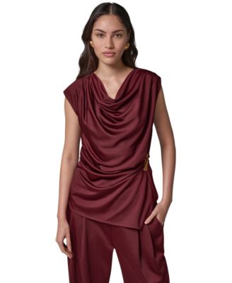 Women's Cowl Neck Draped Sleeveless Blouse
