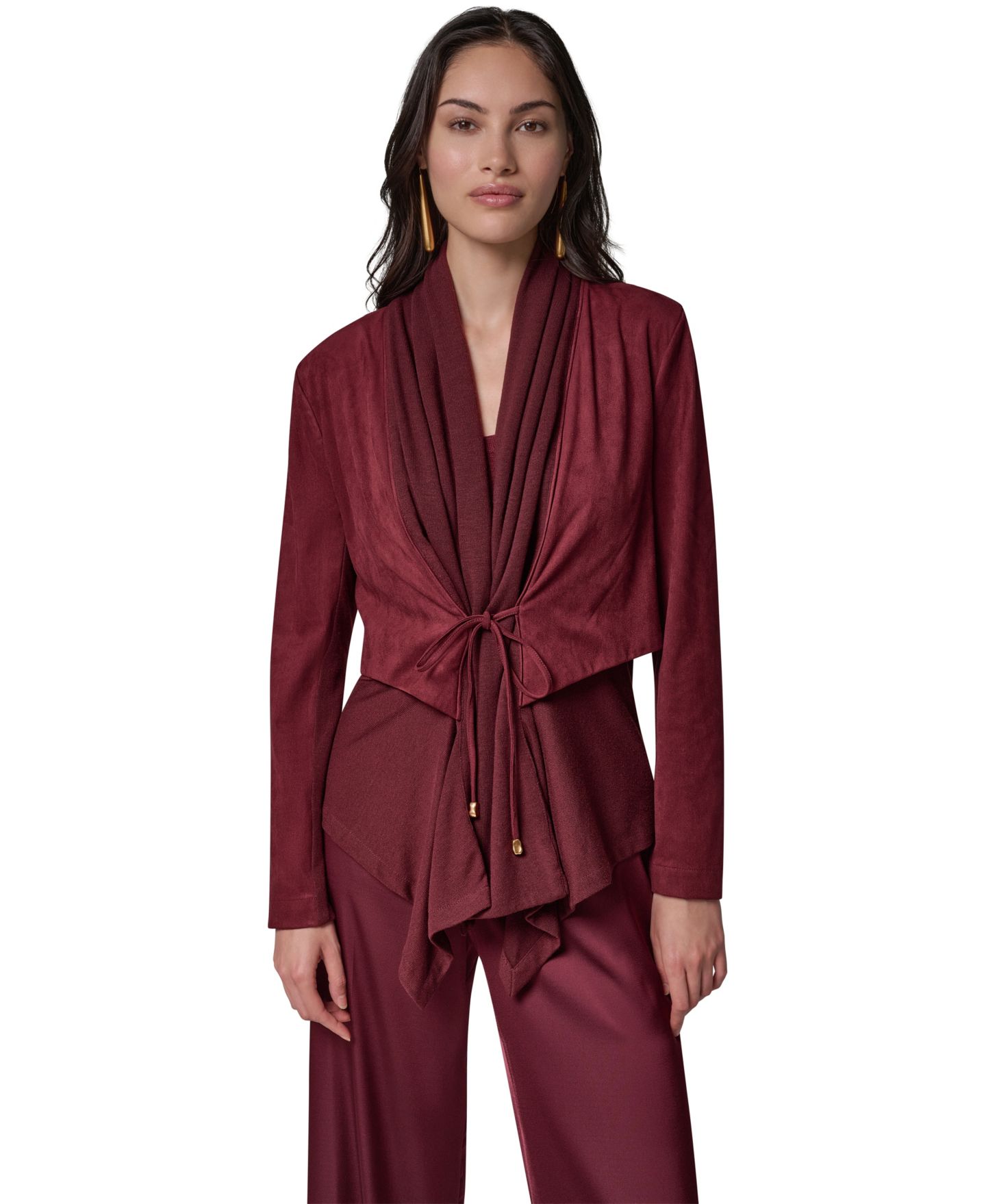 Женская куртка Donna Karan New York Mxd Media Mixed-media Shawl Collar, цвет: Чёрный вишнёвый — фото 10