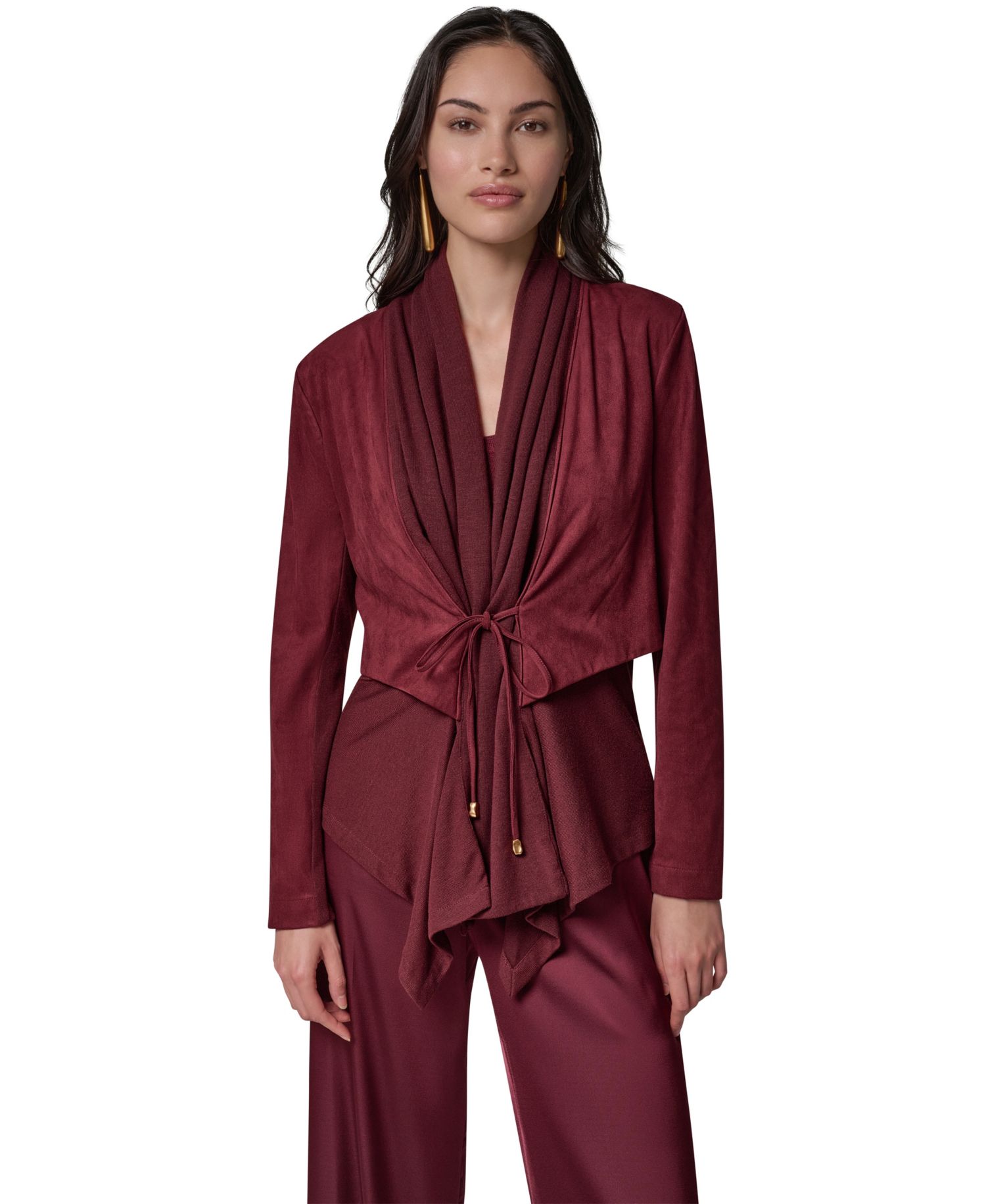 Women's Mxd Media Mixed-media Shawl Collar Jacket