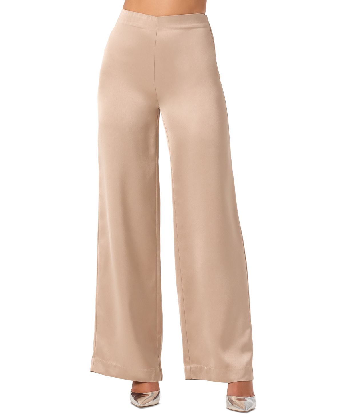 Astr the Label Women's Ivana High-Waisted Wide-Leg Satin Pants - Champagne