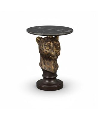 Leopard Head Accent Table Animal Statue End Tables Livingroom