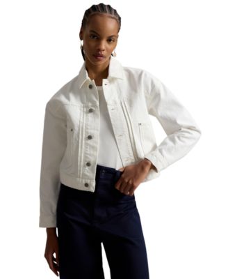 Women's Spread Collar Long-Sleeve Trucker Denim Jacket