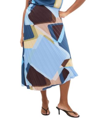 Plus Size Amaya Abstract Print Pleat Skirt