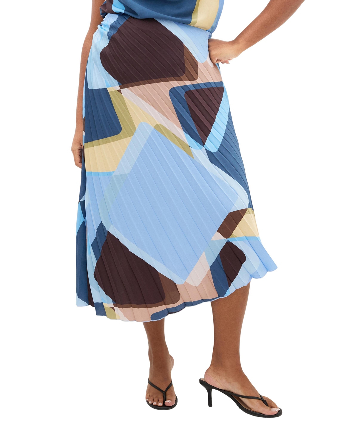 City Chic Plus Amaya Abstract Print Pleat Skirt
