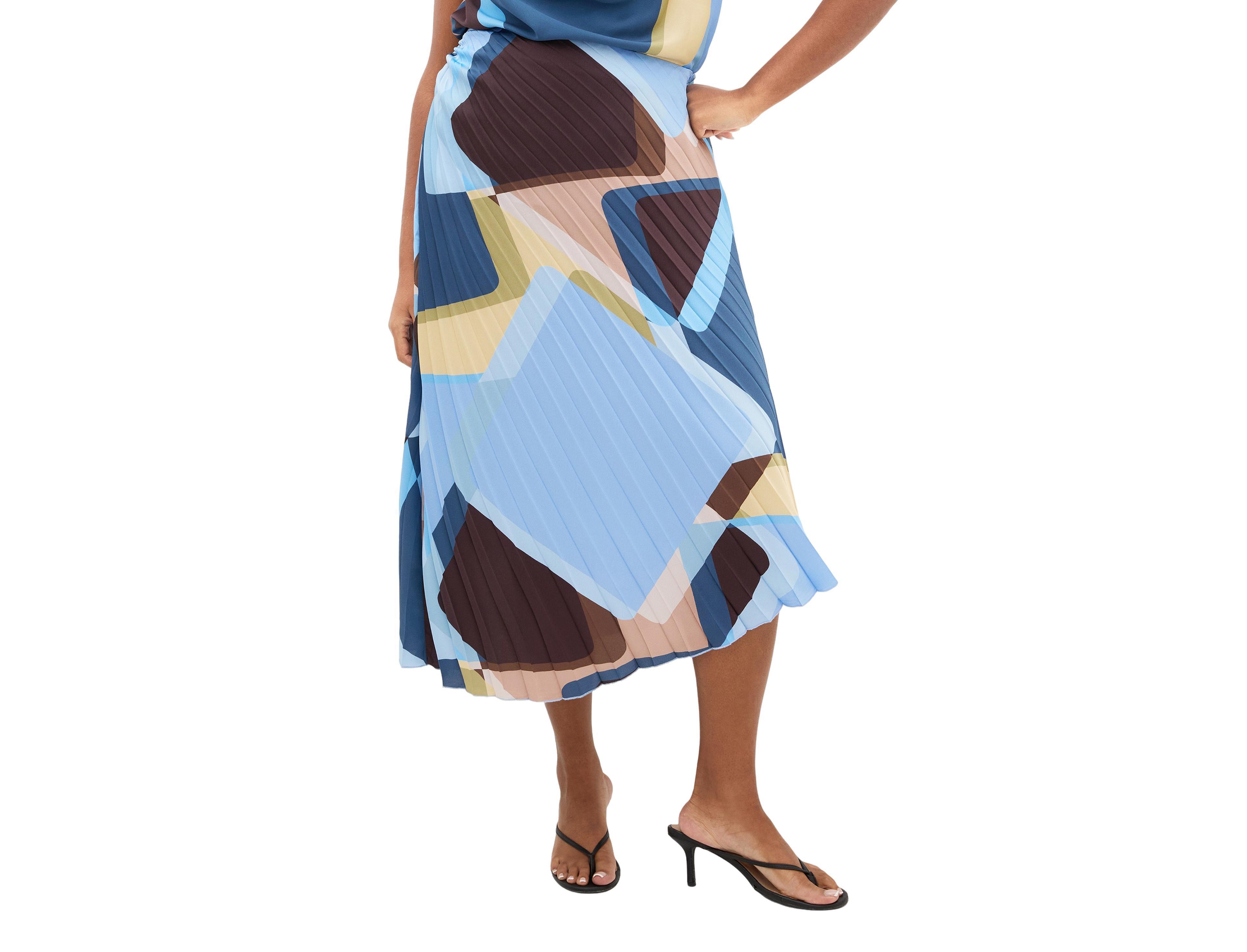 City Chic Plus Amaya Abstract Print Pleat Skirt