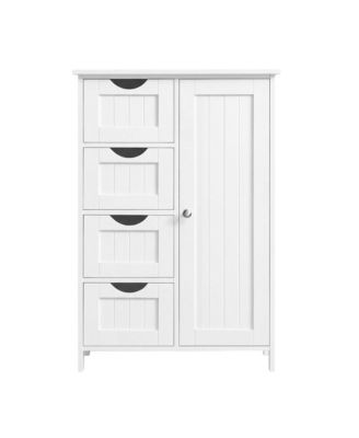 Bathroom Floor Cabinet, Freestanding Storage Organizer with 4 Drawers and 1 Door, 21.7 x 11.8 x 32.4 Inches