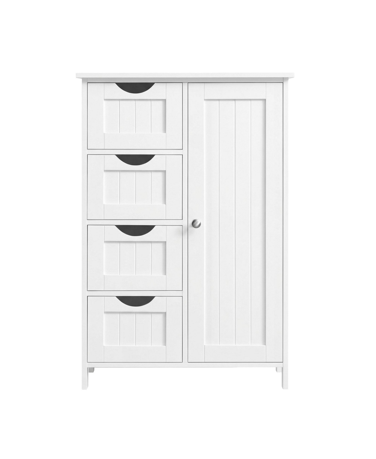 SongmicsHome Bathroom Floor Cabinet, Freestanding Storage Organizer with 4 Drawers and 1 Door, 21.7 x 11.8 x 32.4 Inches - White