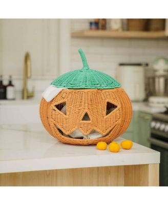 Pumpkin Face Handcrafted Rattan Storage Basket