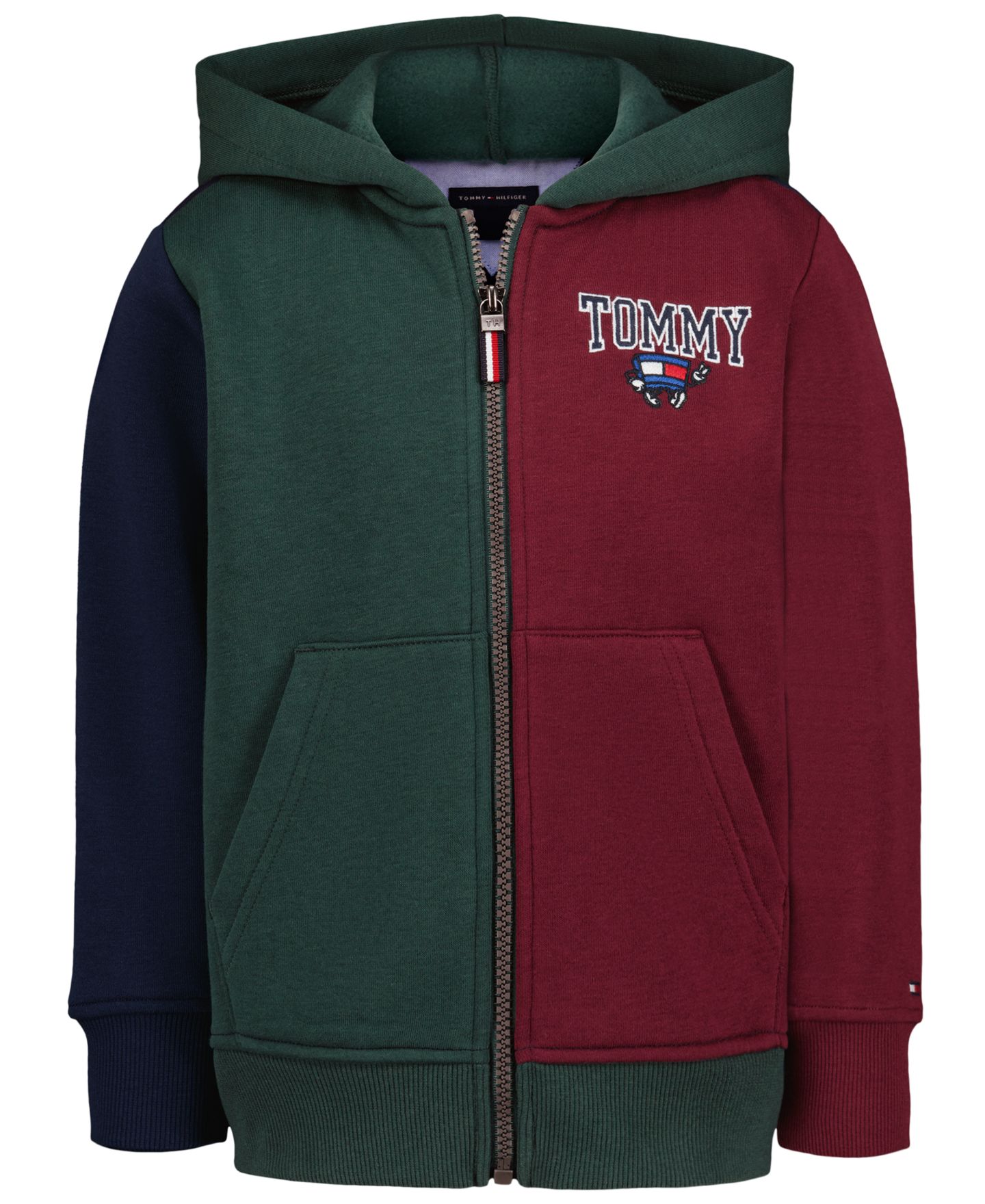 Худи Tommy Hilfiger Multi Mascot Graphic-Print Kangaroo-Pocket Zip для мальчиков, цвет: June Bug — фото 1