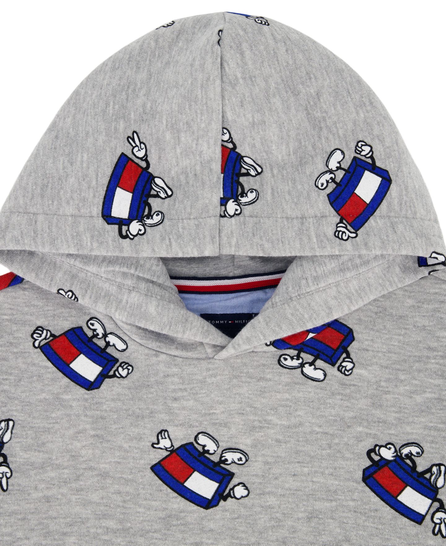 Детское худи Tommy Hilfiger Mascot с принтом и карманом-кенгуру, 2T-7, цвет: Серый меланжевый — фото 5