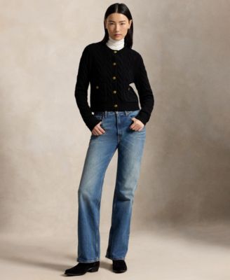 Polo Ralph Lauren Women's Wool-Cashmere Cable-Knit Cropped