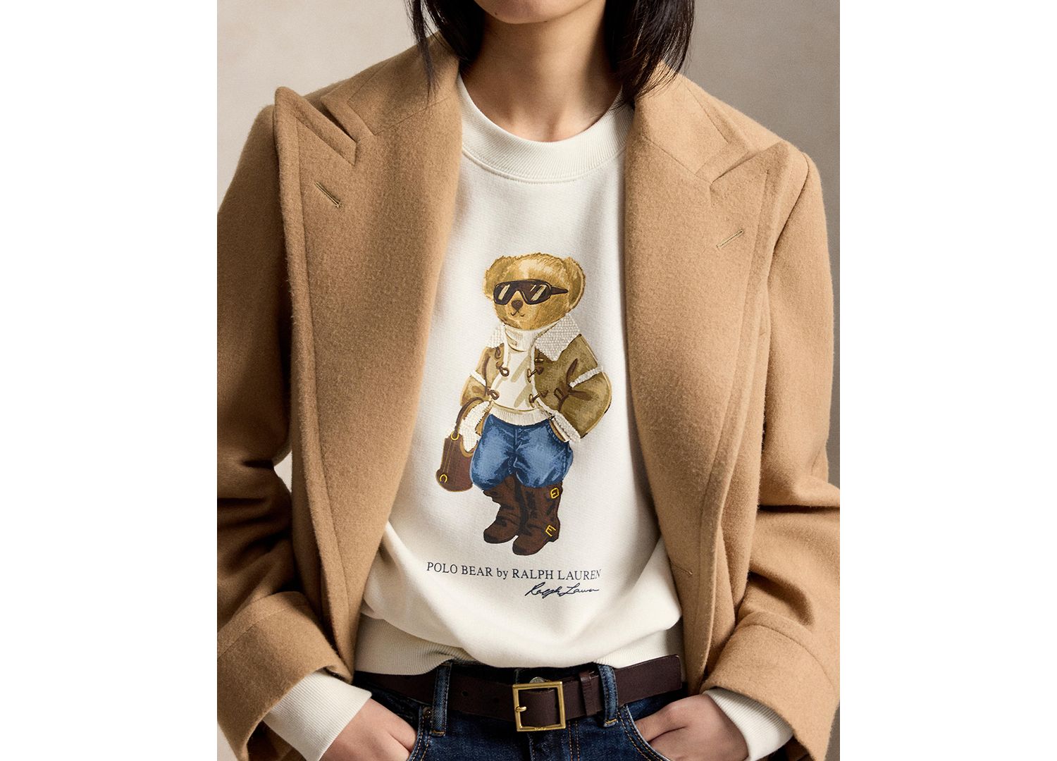 Women's Winter Polo Bear Fleece Crewneck Sweatshirt