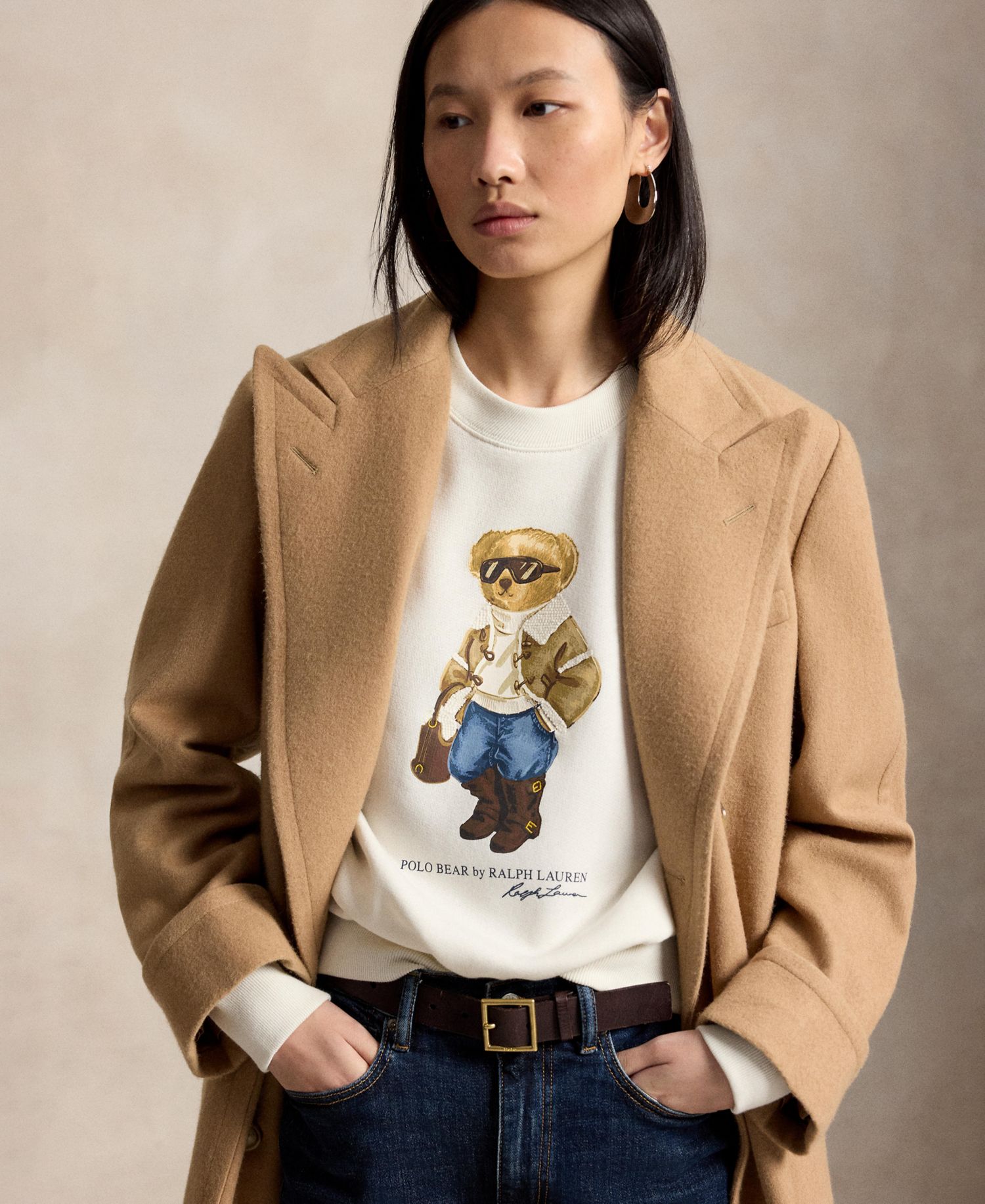 Women's Winter Polo Bear Fleece Crewneck Sweatshirt