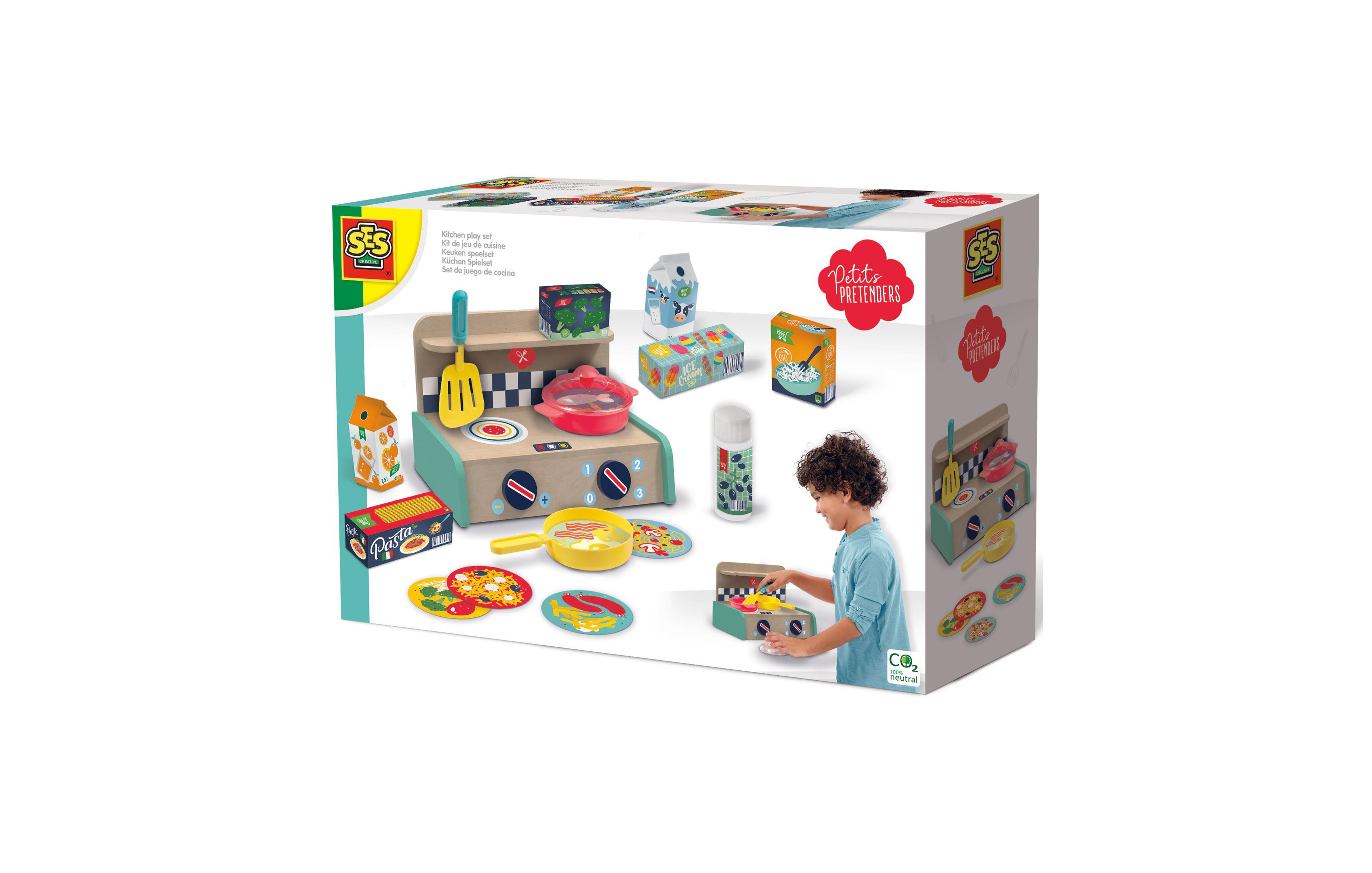 Ses Creative Petits Pretenders Wooden 16-Piece Kitchen Play Set, Ages 3+
