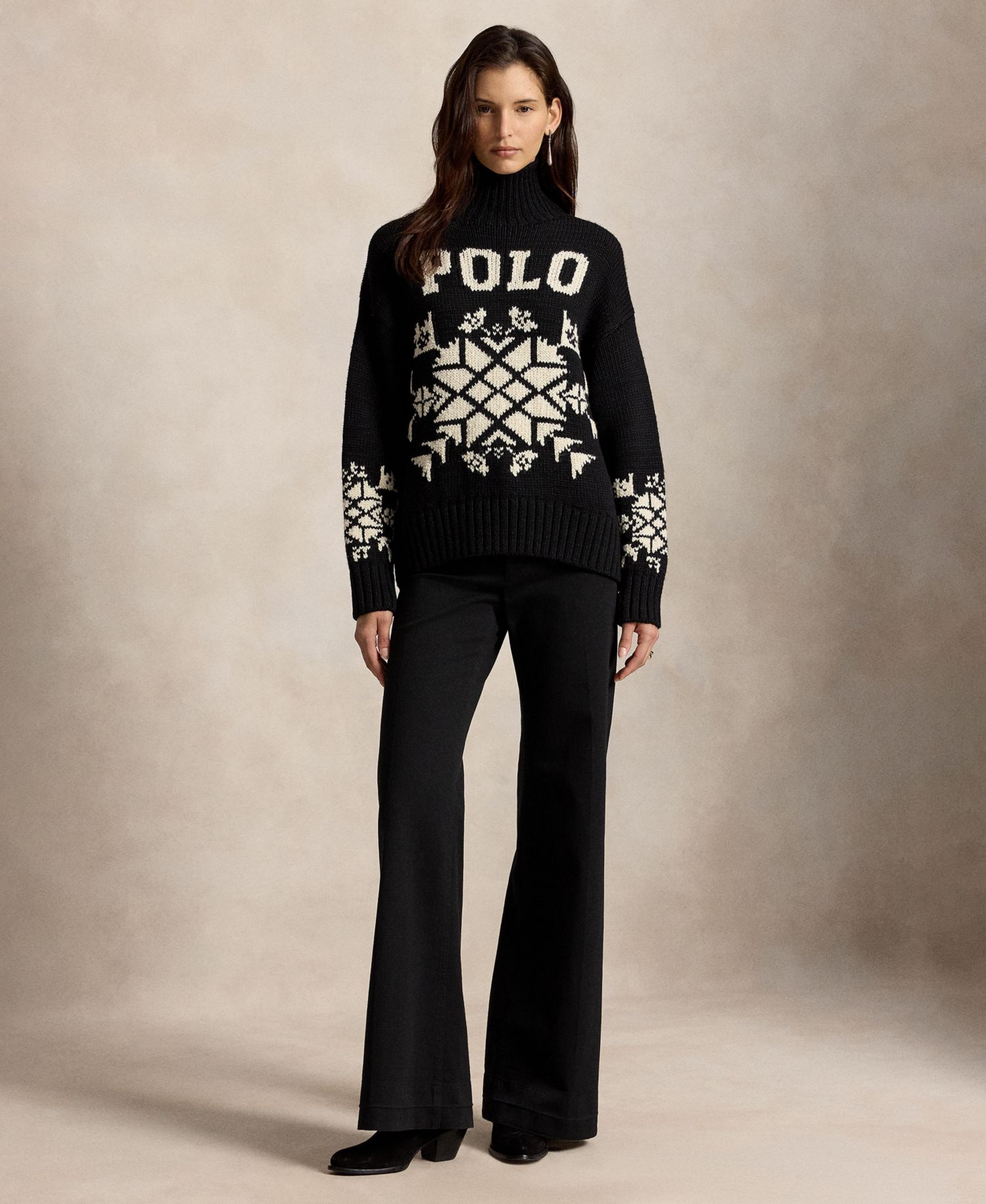 Women's Intarsia-Knit Snowflake Wool-Blend Turtleneck Sweater