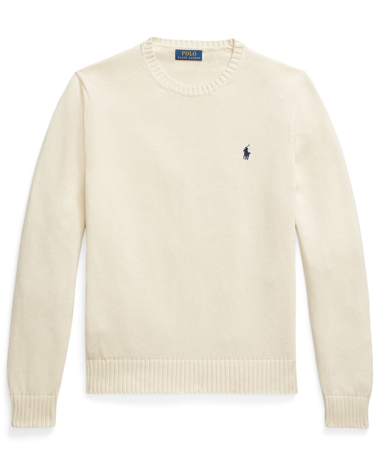 Мужской свитер Polo Ralph Lauren Cotton Crewneck, цвет: Кремовый — фото 5