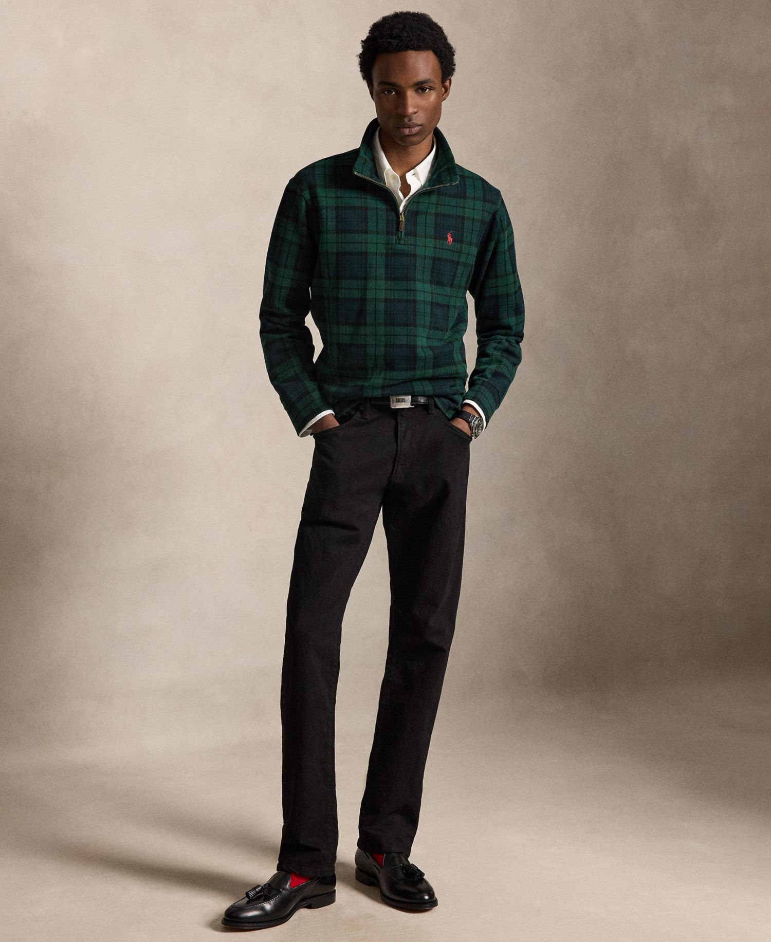 Men's Estate-Rib Cotton Quarter-Zip Pullover