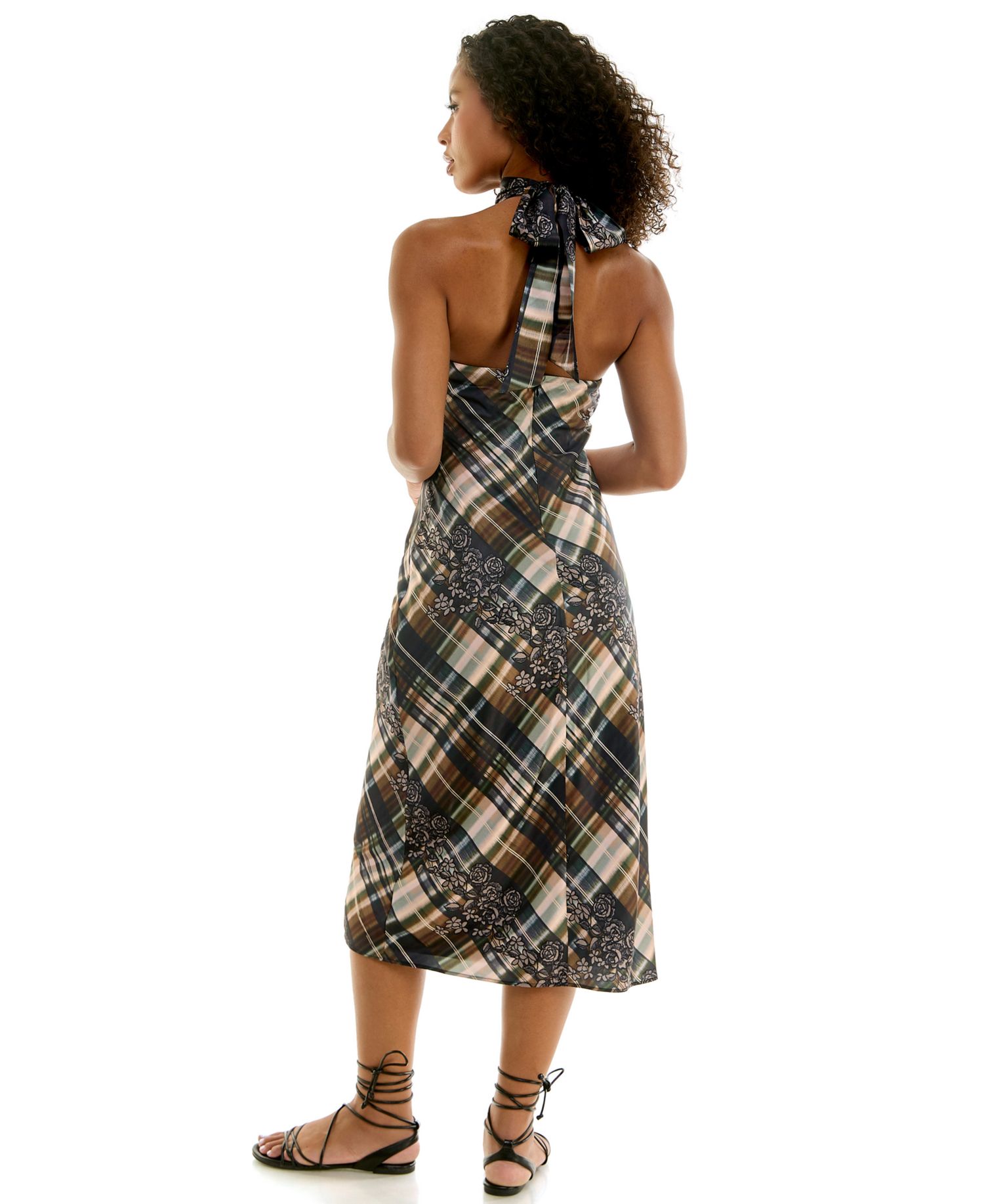 Women's Halter Satin Midi Dress