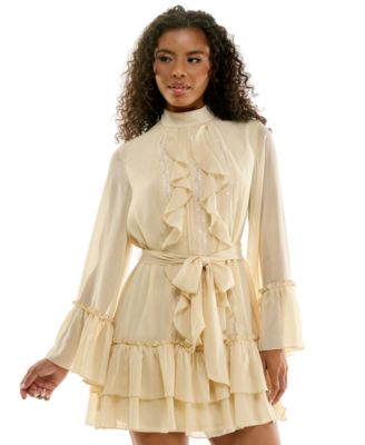 Women's Ruffled Lace Tiered Mini Dress