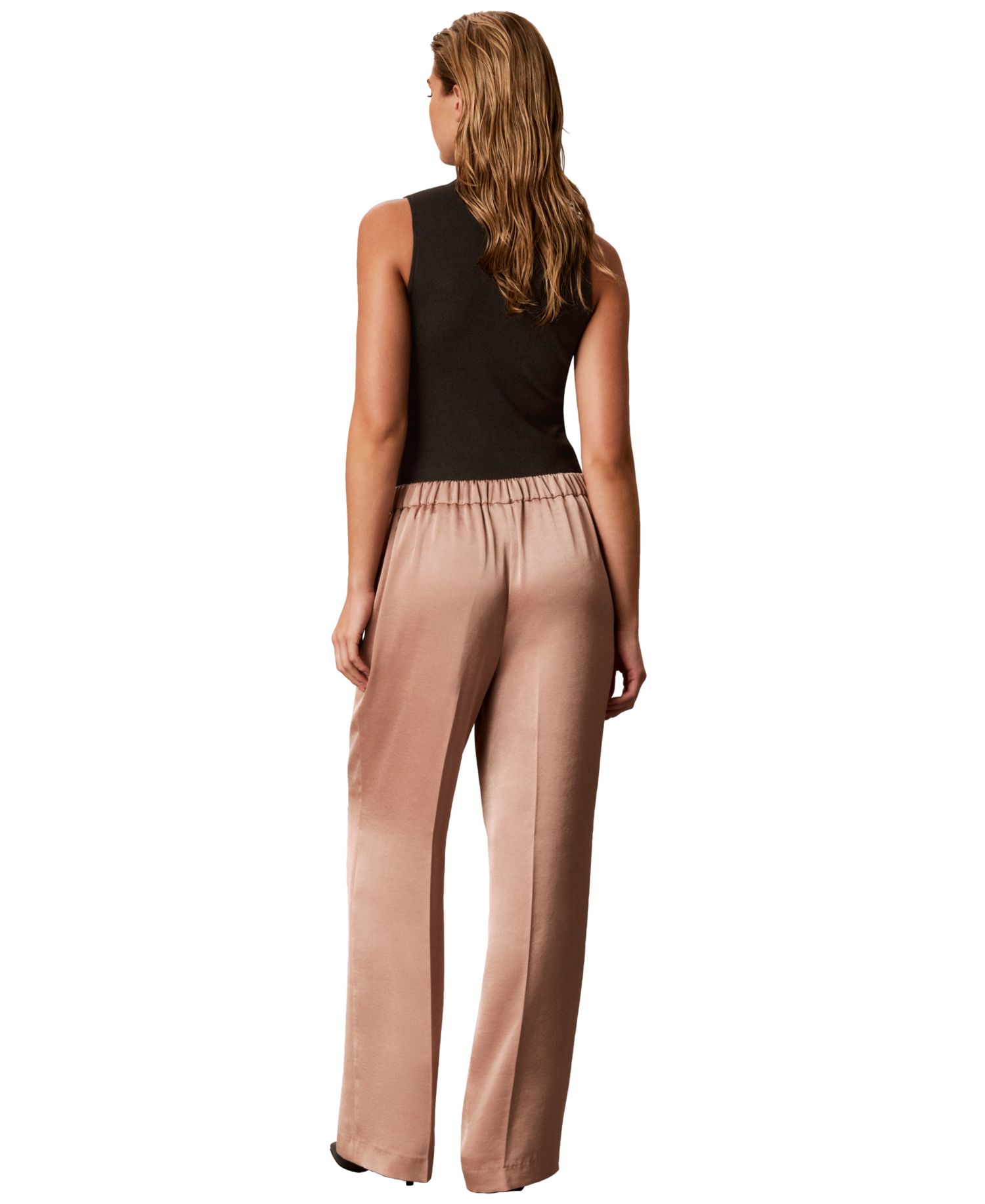 Women's Pull-On Wide-Leg Satin Pants