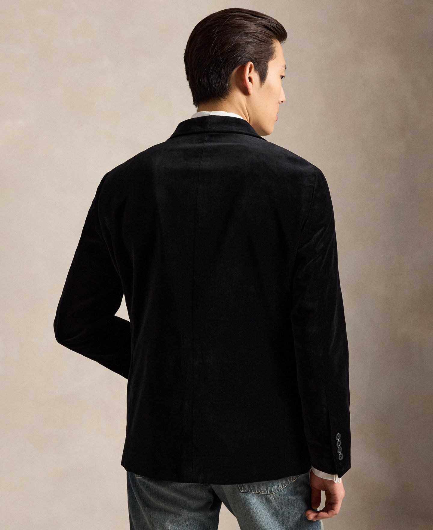 Мужская куртка Polo Ralph Lauren Modern Fit Cotton Velvet Peak-Lapel, цвет: Чёрный — фото 6