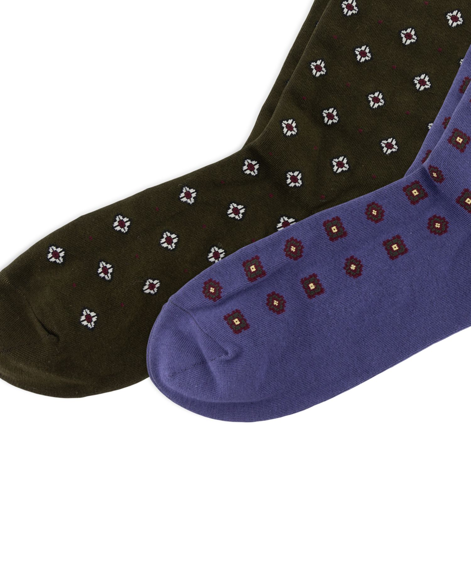Men's Foulard Slack Ribbed-Cuff Crew Socks, 2-Pack