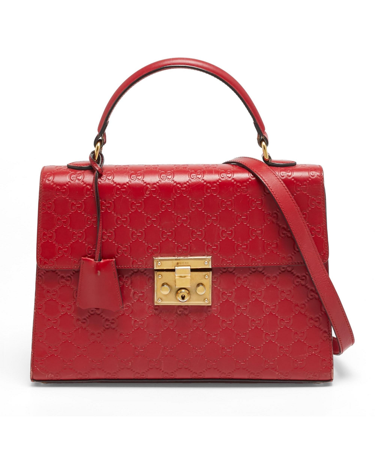 Pre-Owned Gucci Women's Padlock Medium Guccissima Leather Top Handle Satchel