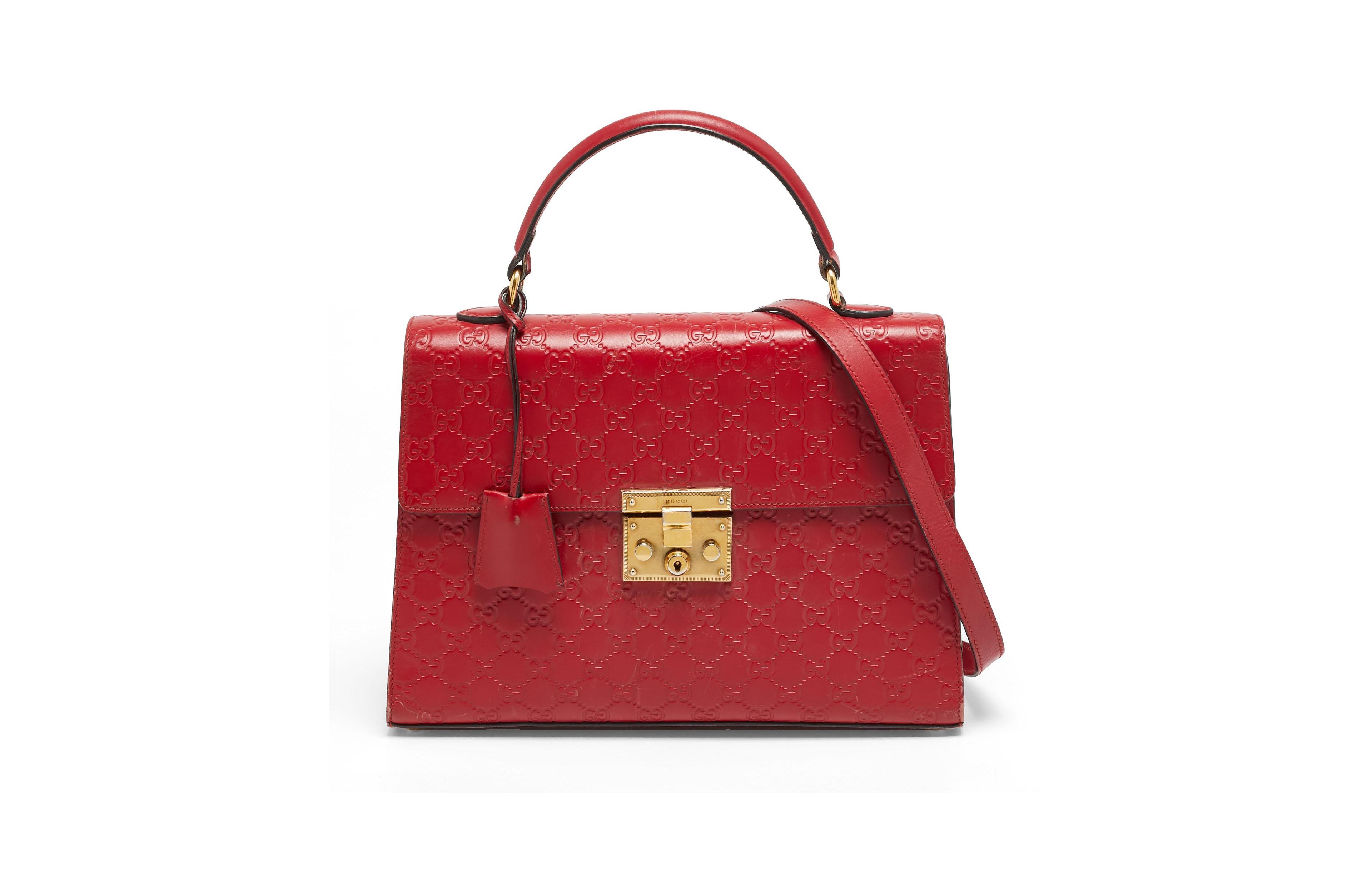 Pre-Owned Gucci Women's Padlock Medium Guccissima Leather Top Handle Satchel