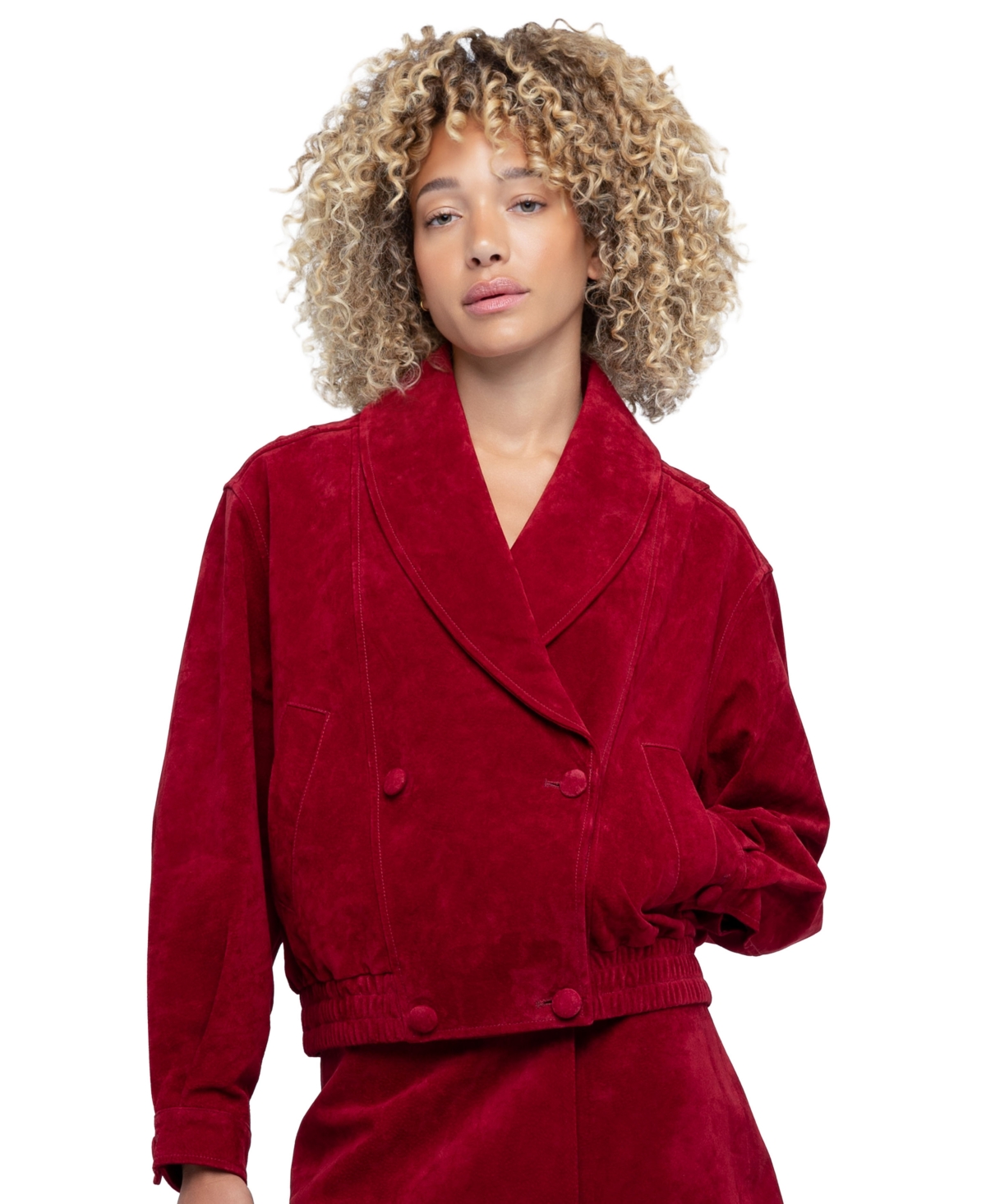 Blank Nyc Women's Fired Up Suede Moto Jacket - Red