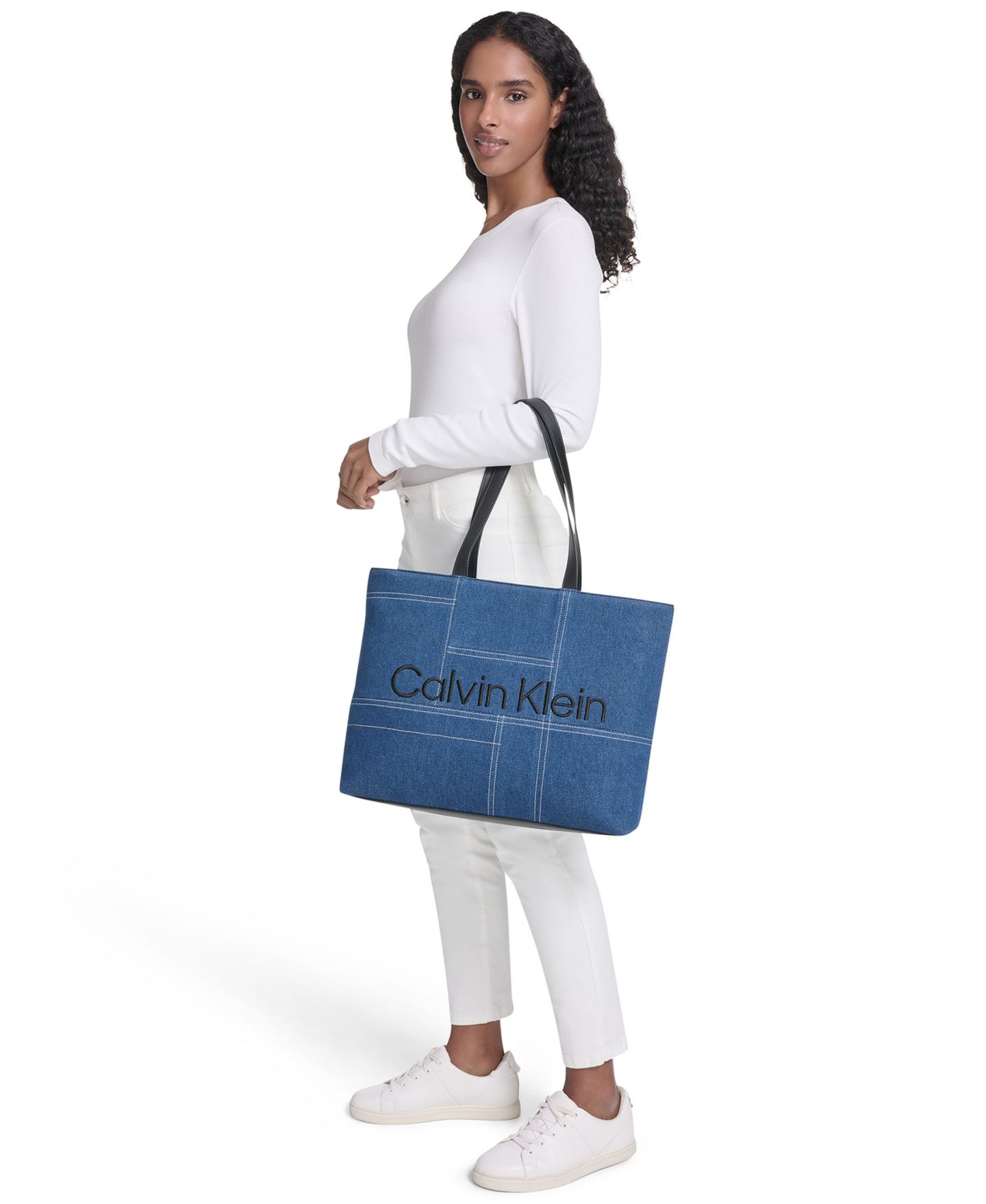 Женская сумка Calvin Klein Aurelia Large Denim Tote Handbag, цвет: Джинсовый — фото 8