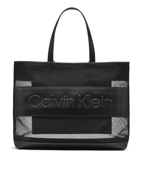 Женская сумка Calvin Klein Aurelia Mesh Large Tote Handbag, цвет: Чёрный / Серебряный