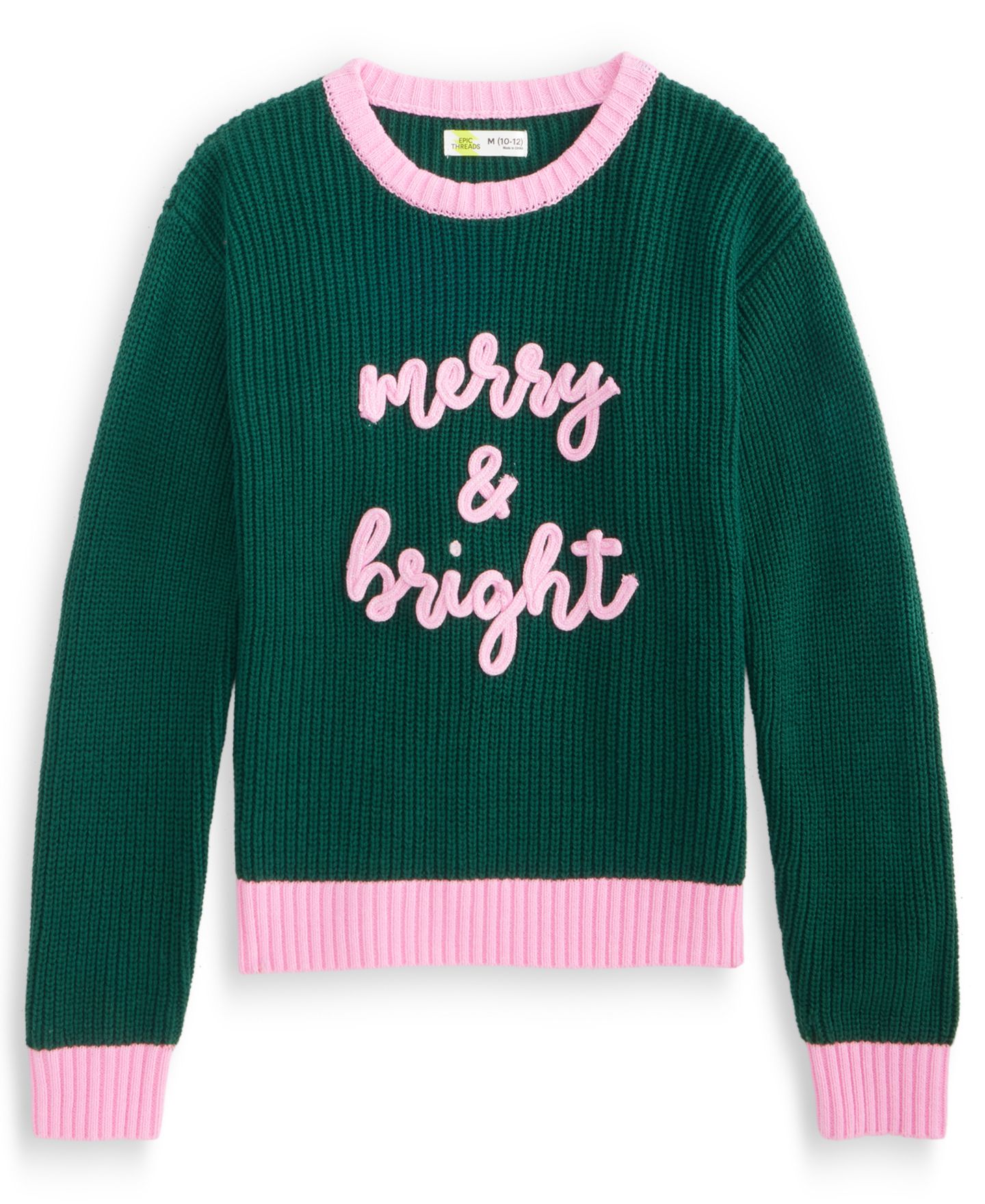 Свитер Epic Threads Merry & Bright Crewneck Long-Sleeve для девочек, цвет: Чистый изумрудный — фото 5
