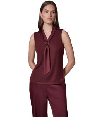 Women's Sleeveless Tie-Neck Blouse