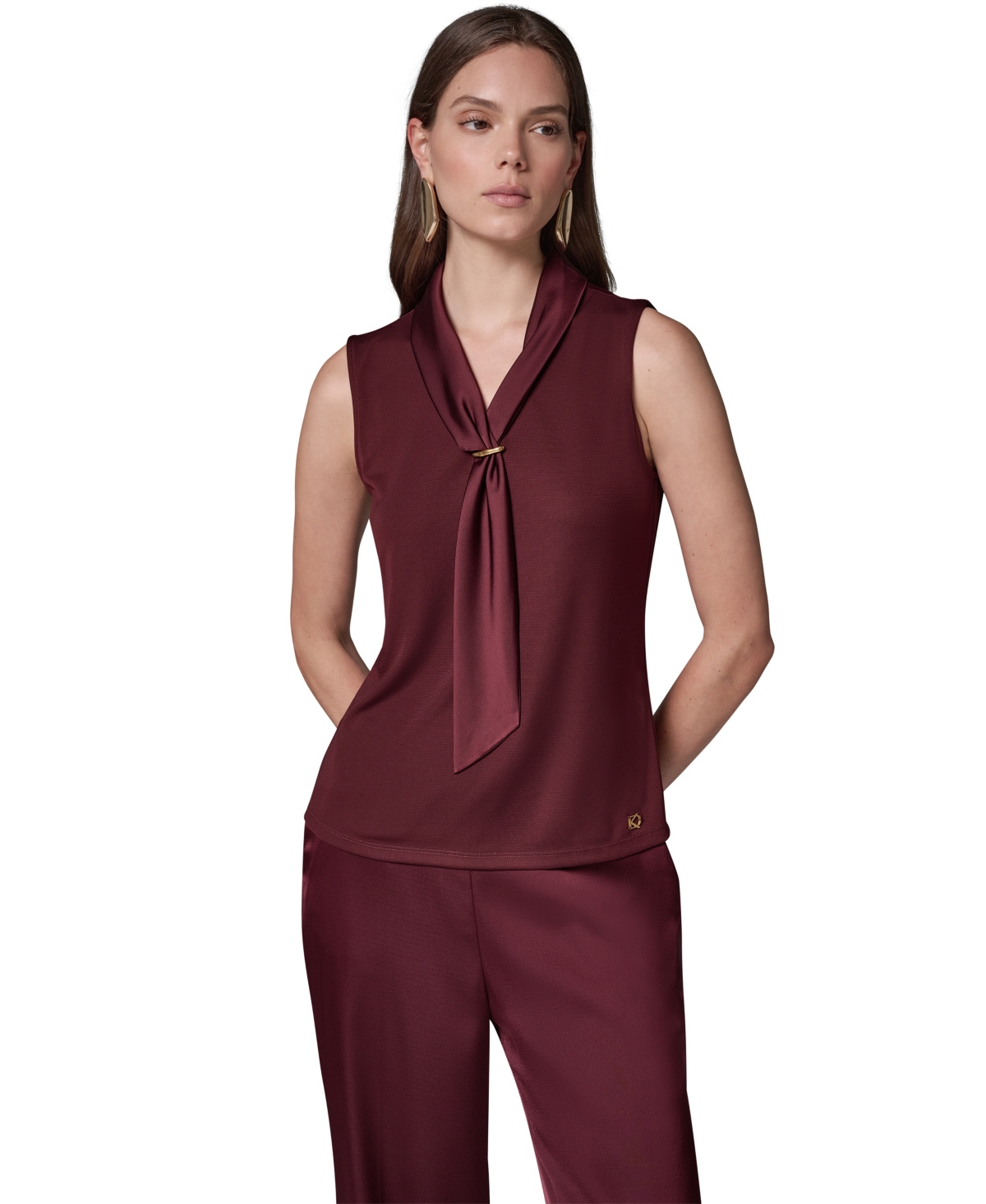 Donna Karan New York Women's Sleeveless Tie-Neck Blouse