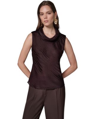 Women's Snake-Print Sleeveless Cowl-Neck Blouse