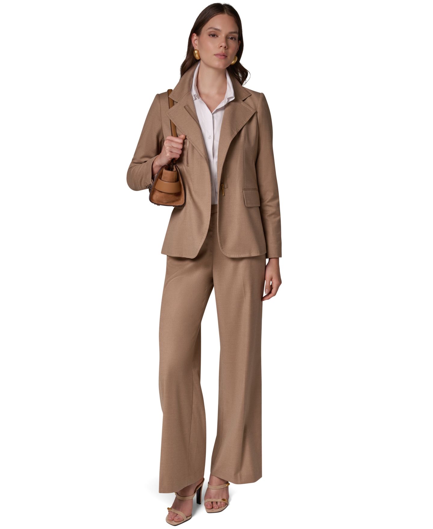 Женский пиджак Donna Karan New York Asymmetrical Zip Shoulder-Padded Blazer, цвет: Тёмный меланжевый — фото 14