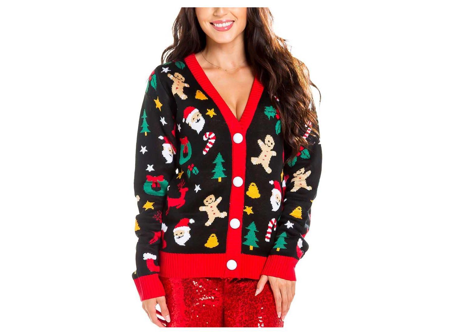 Women's Cookie Cutter Holiday V-Neck Cardigan