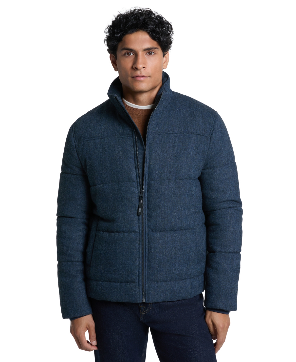 Ted By Ted Baker Men's Quilted Stand Collar Flannel Jacket In Blue