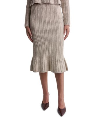 Women's High-Waisted Cable-Knit Midi Skirt