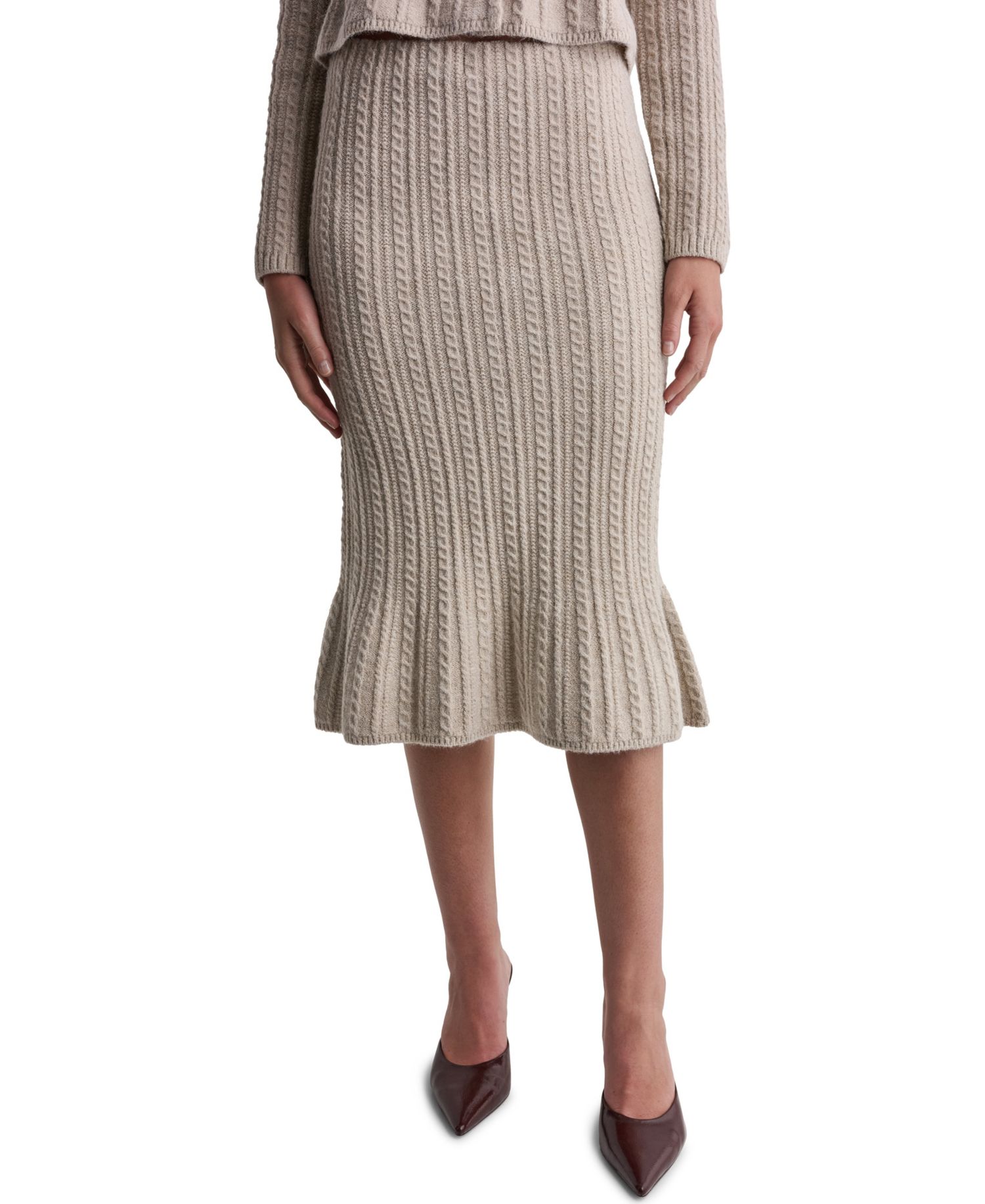 Women's High-Waisted Cable-Knit Midi Skirt