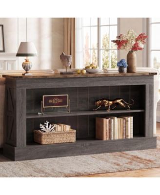 63-Inch Long Console Table with Shelves, Farmhouse