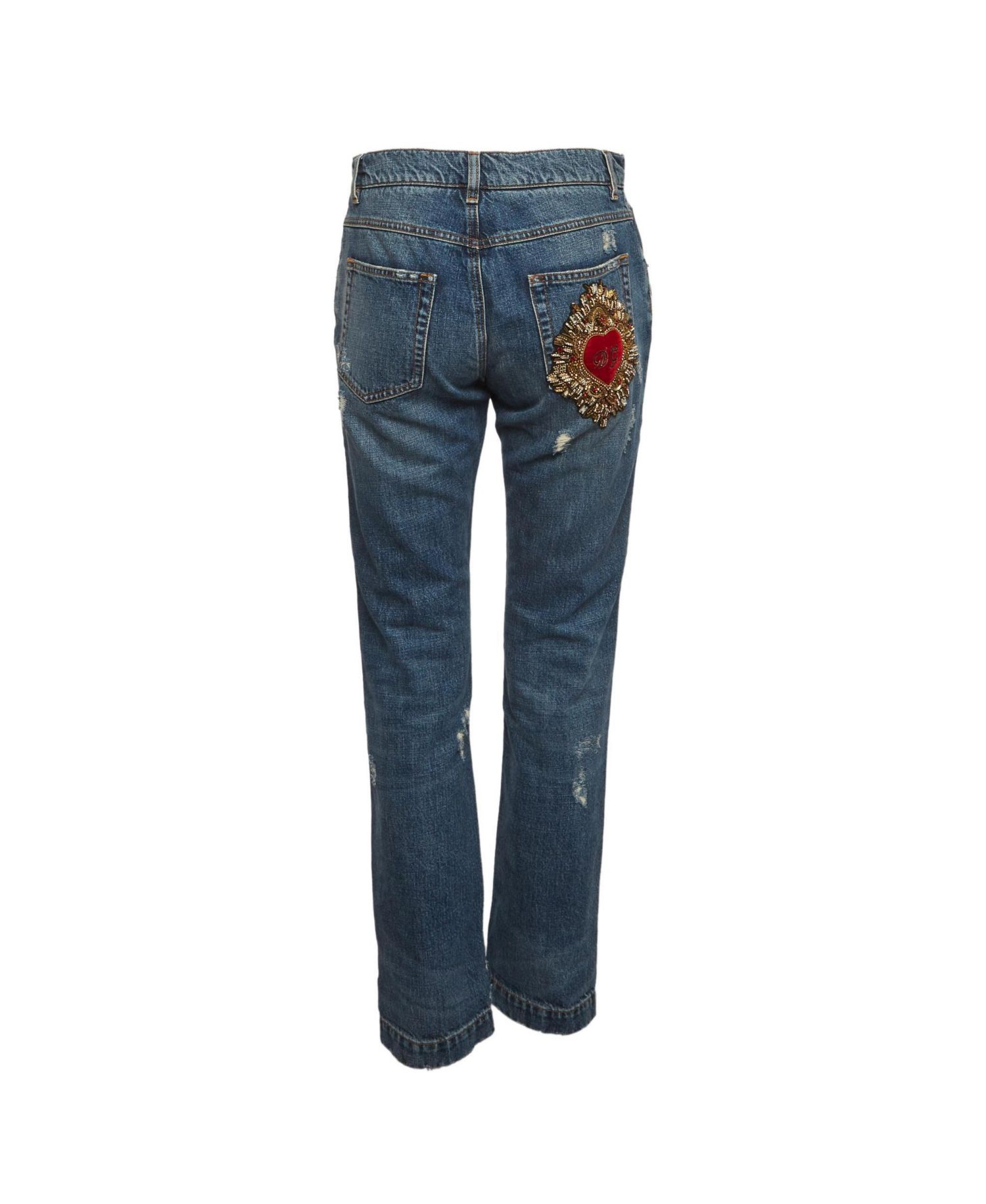 Women's Baroque Heart Straight-Leg Mid-Rise Jeans