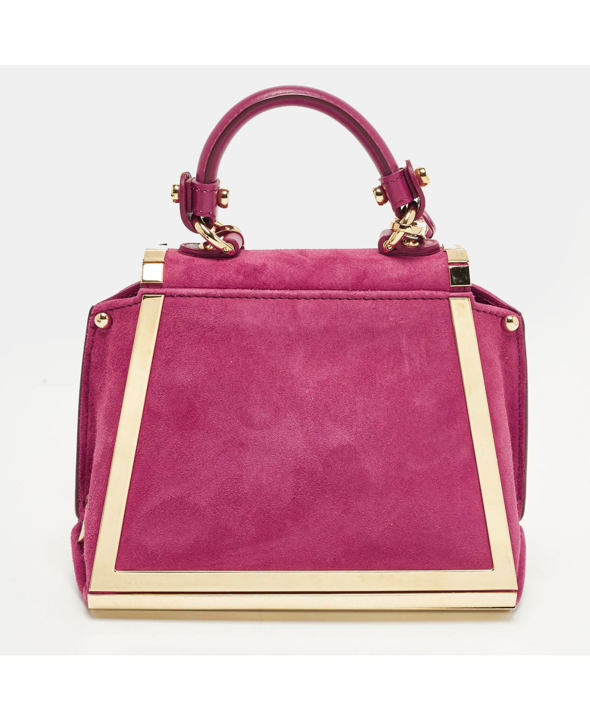 Pre-Owned Salvatore Ferragamo Sofia Mini Suede and Metal Top Handle Bag