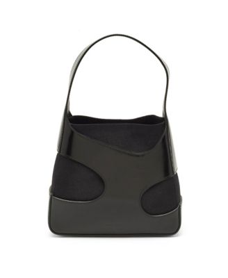 Cut Out Canvas and Patent Leather Shoulder Bag