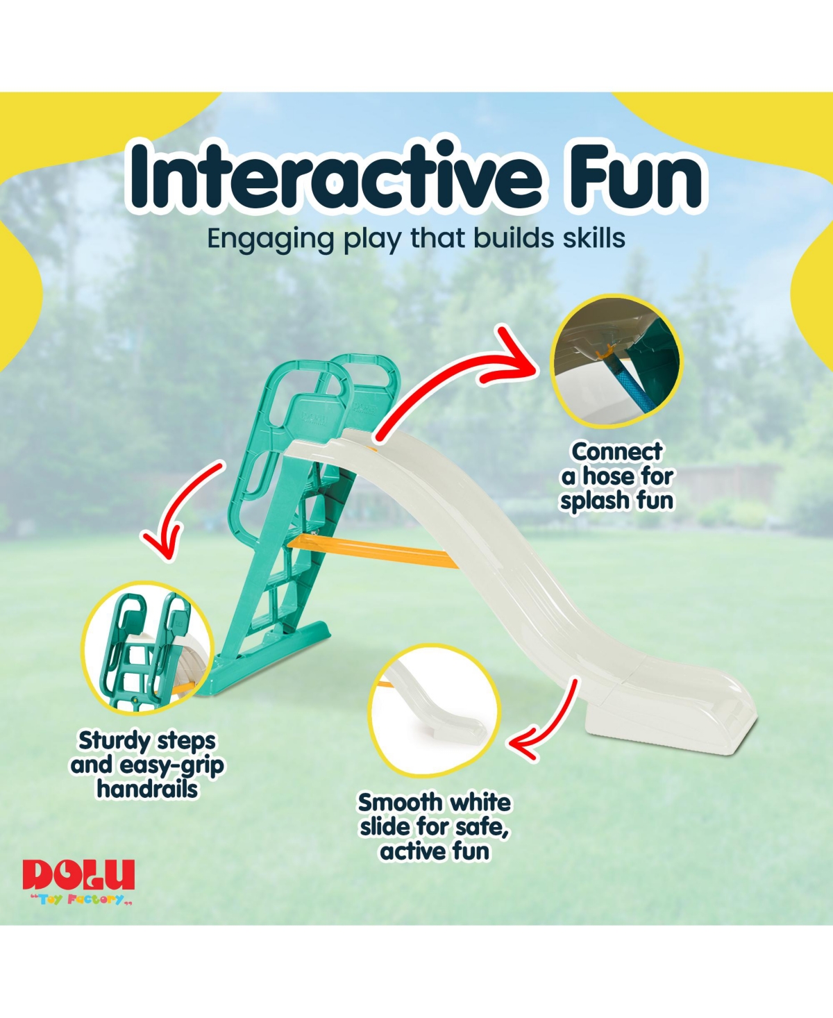 Dolu Big Splash Plastic Indoor/Outdoor Water Connection Slide, Ages 3+