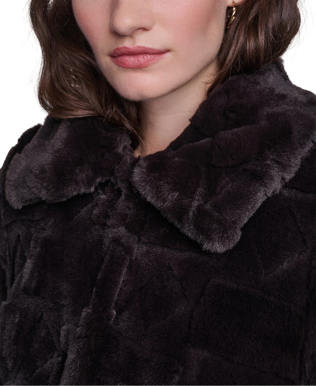 Karl Lagerfeld Paris Women's Teddy Faux Fur Mid Length Coat