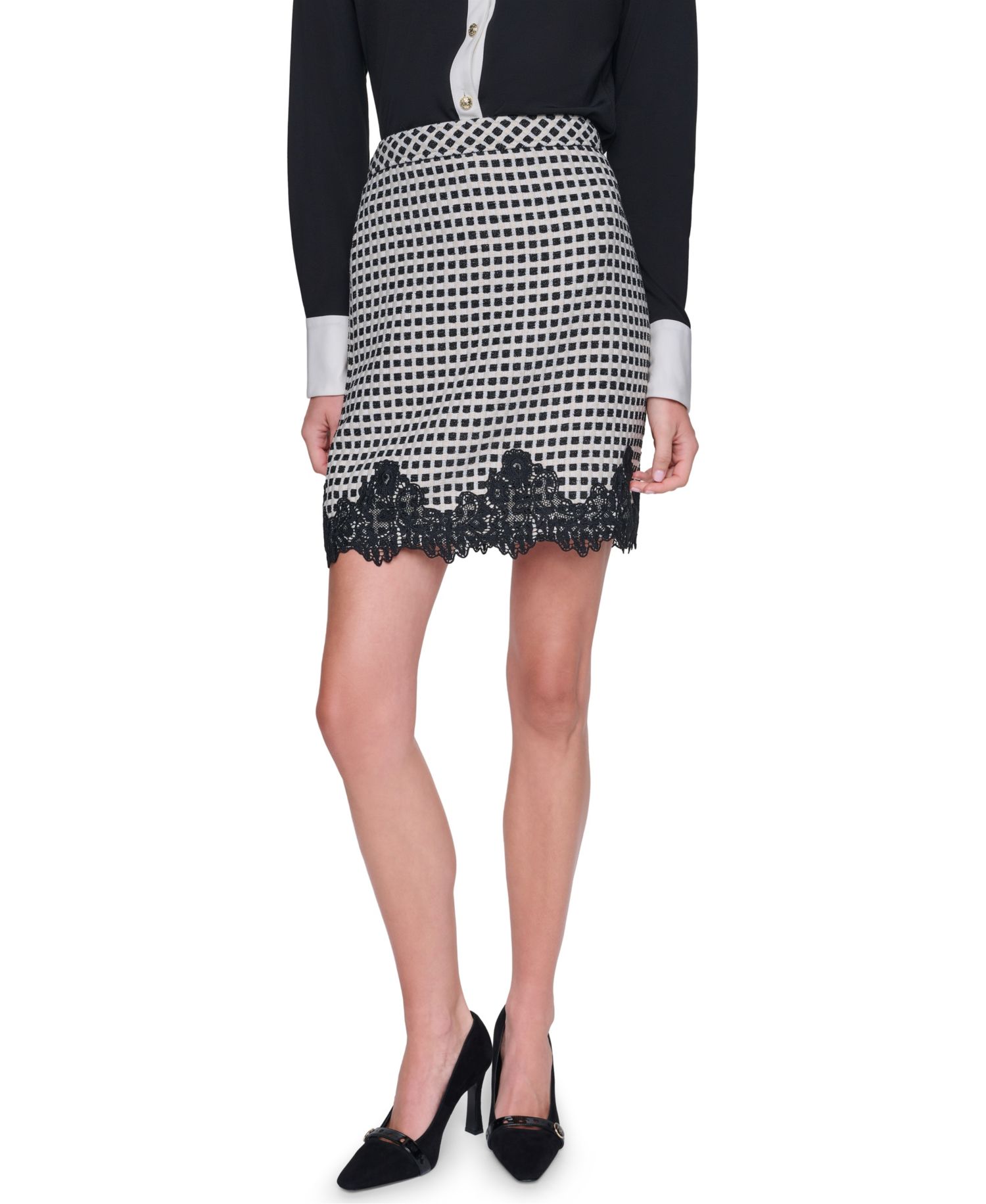 Women's Lace Trim Mini Skirt