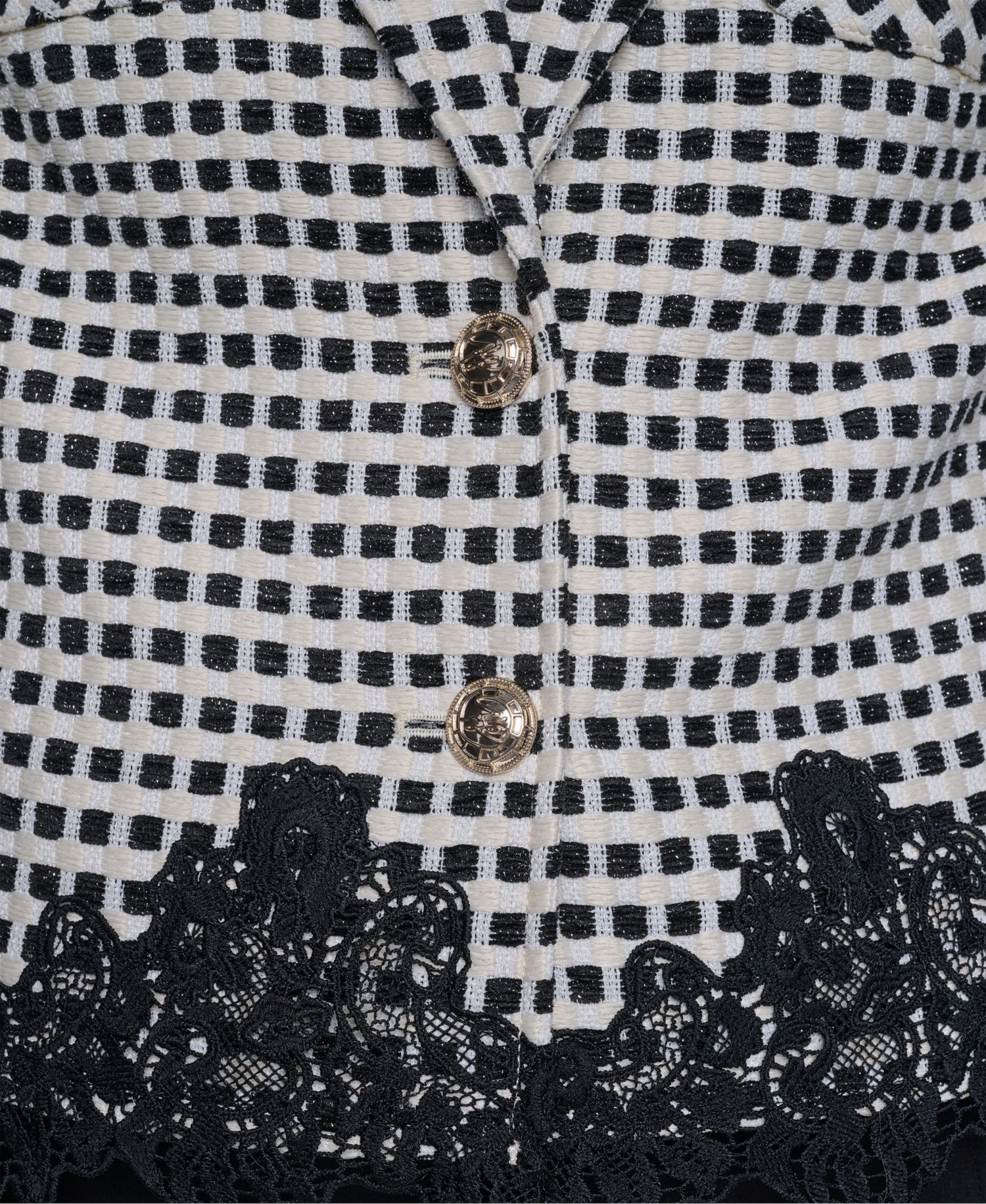 Women's Plaid Lace-Trim Blazer