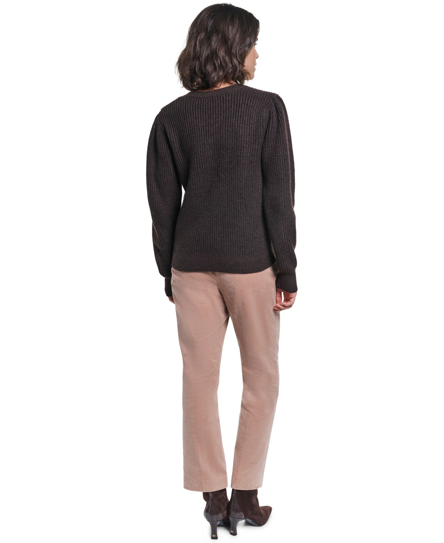 Women's Cable-Knit Floral Lace Applique Sweater